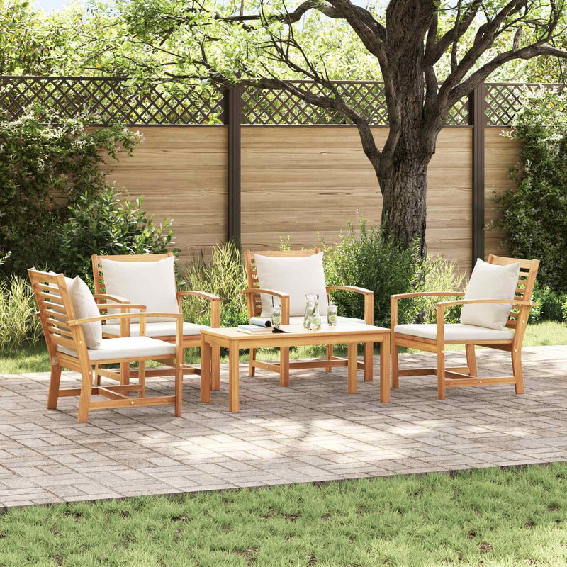 Set de canapele pentru grădină 5 buc. natural Lemn solid de tec