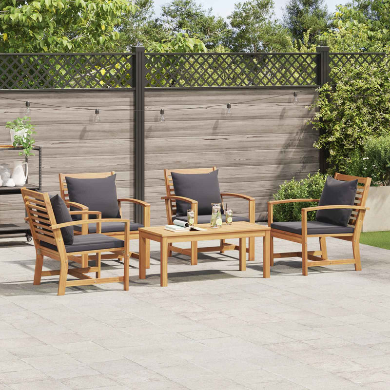 Set de canapele pentru grădină 5 buc. natural Lemn solid de tec