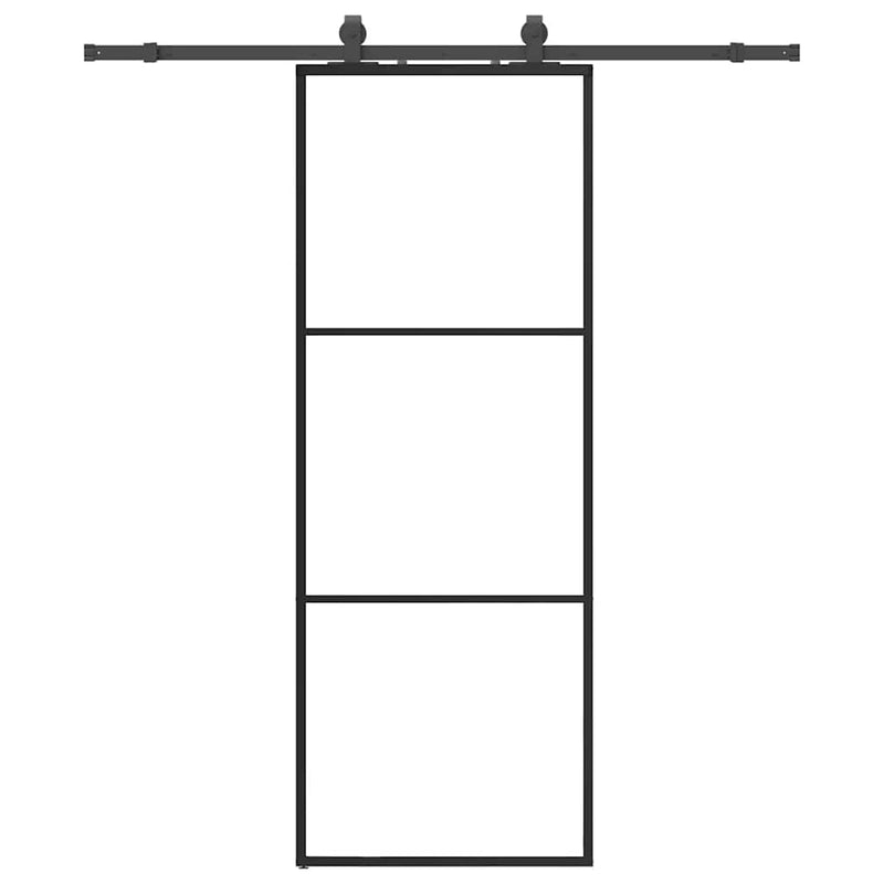 Ușă glisantă cu set de feronerie neagră 76x205 cm Sticlă ESG