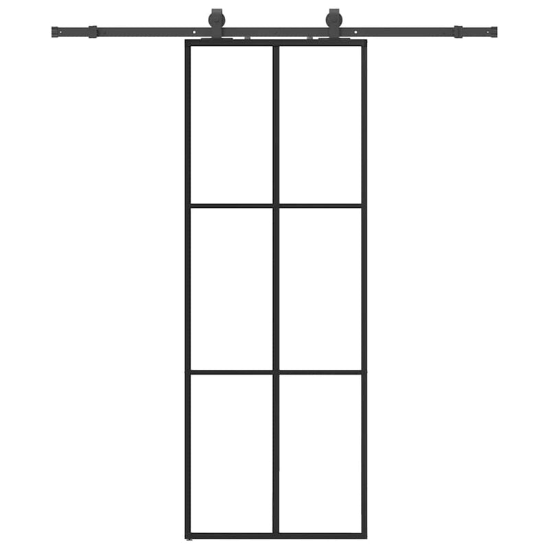 Ușă glisantă cu set de feronerie neagră 76x205 cm Sticlă ESG