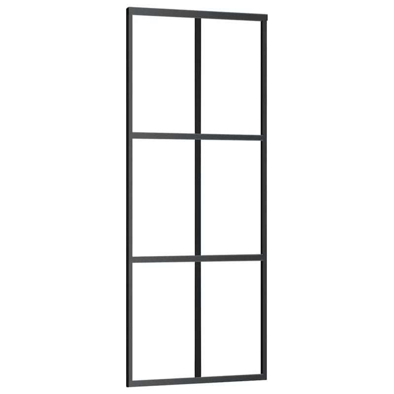 Ușă glisantă cu set de feronerie neagră 76x205 cm Sticlă ESG