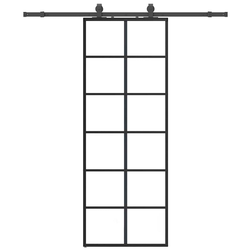 Ușă glisantă cu set de feronerie neagră 76x205 cm Sticlă ESG