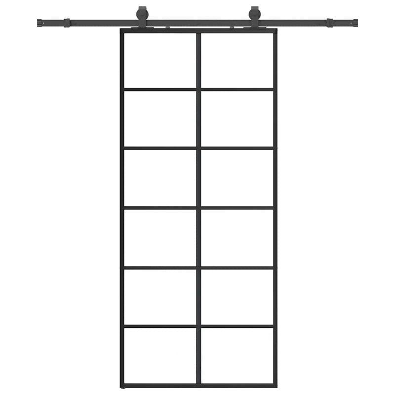 Ușă glisantă cu set de feronerie neagră 90x205 cm Sticlă ESG