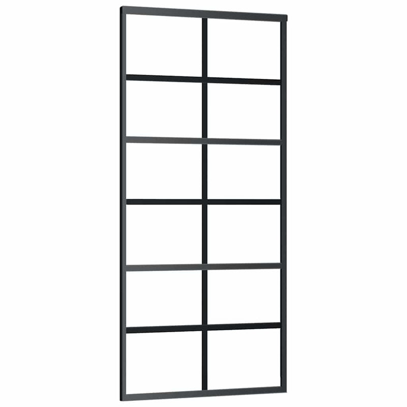 Ușă glisantă cu set de feronerie neagră 90x205 cm Sticlă ESG