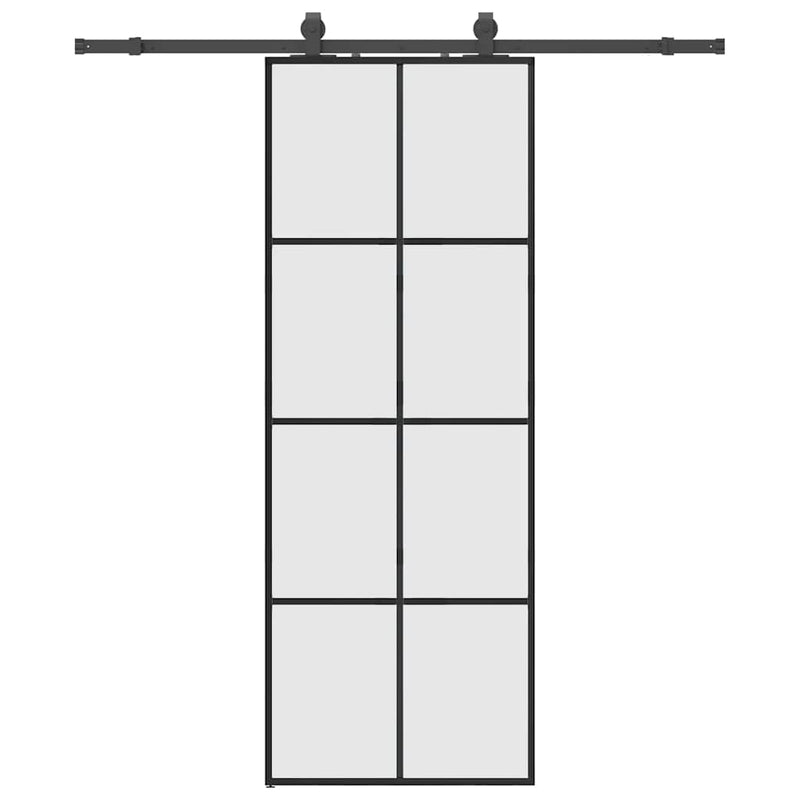 Ușă glisantă cu set de feronerie neagră 76x205 cm Sticlă ESG
