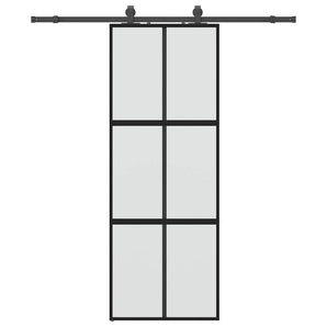 Ușă glisantă cu set feronerie neagră 76x205cm sticlă securizată