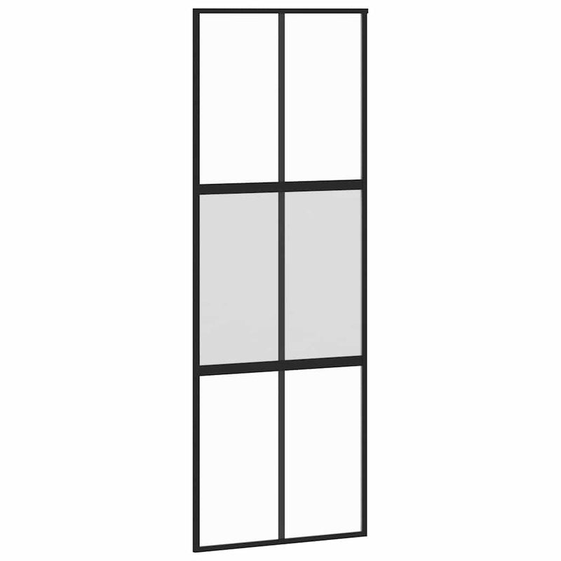 Ușă glisantă cu set feronerie neagră 76x205cm sticlă securizată
