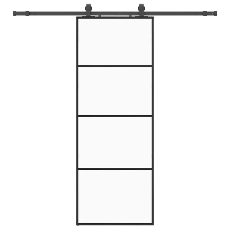 Ușă glisantă cu set de feronerie neagră 76x205 cm Sticlă ESG