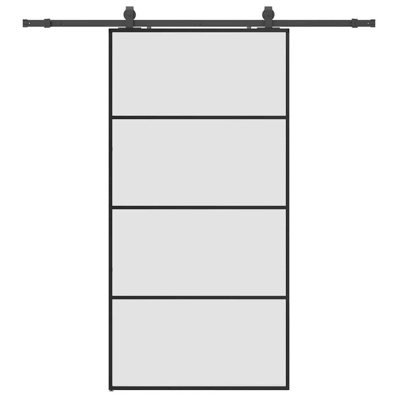 Ușă glisantă cu set de feronerie neagră 102,5x205 cm Sticlă ESG