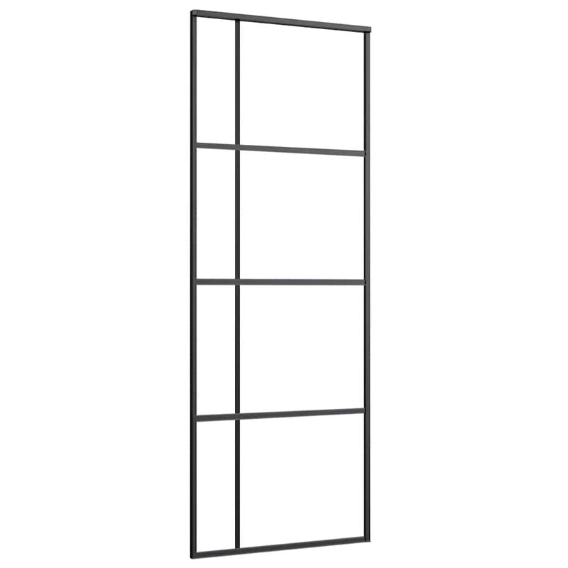 Ușă glisantă cu set de feronerie neagră 76x205 cm Sticlă ESG