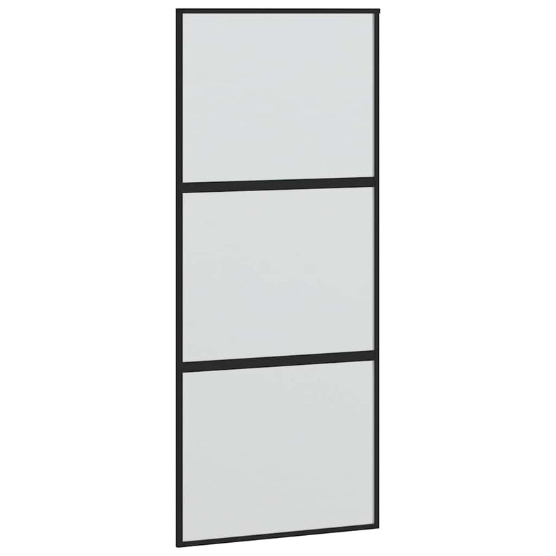 Ușă glisantă cu set feronerie neagră 90x205cm sticlă securizată