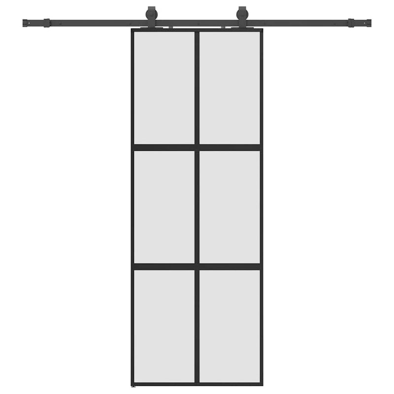 Ușă glisantă cu set feronerie neagră 76x205cm sticlă securizată