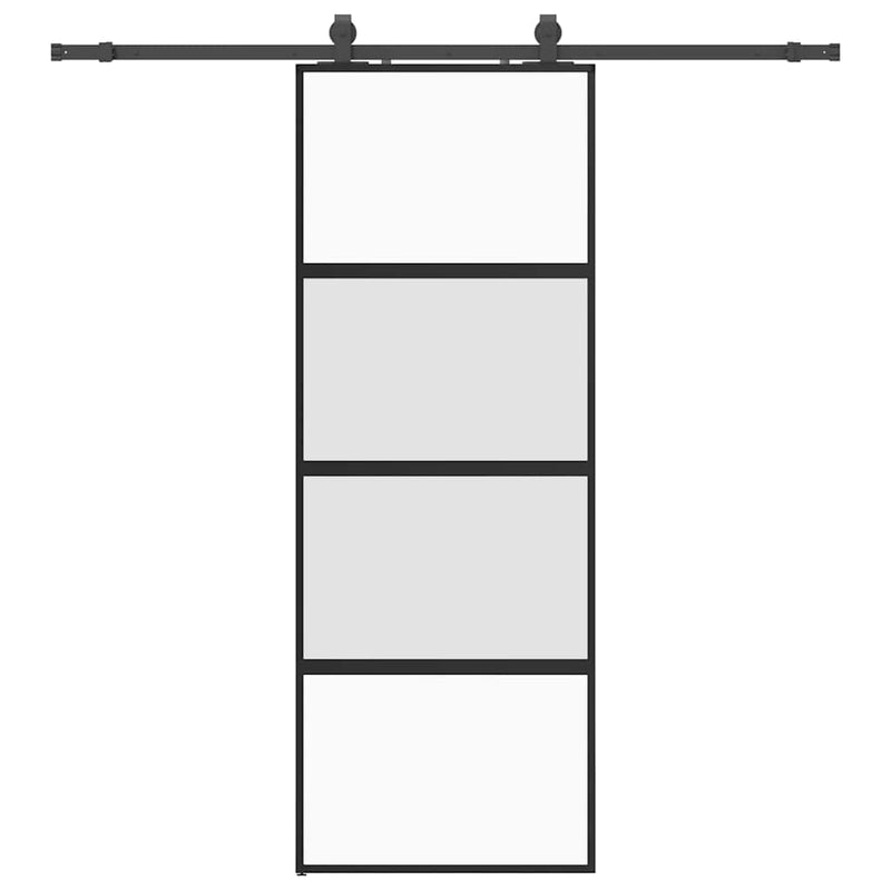 Ușă glisantă cu set feronerie neagră 76x205cm sticlă securizată