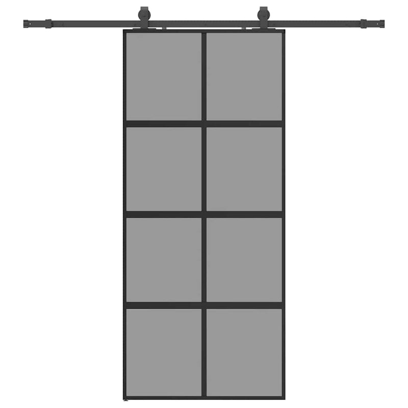 Ușă glisantă cu set feronerie neagră 90x205cm sticlă securizată