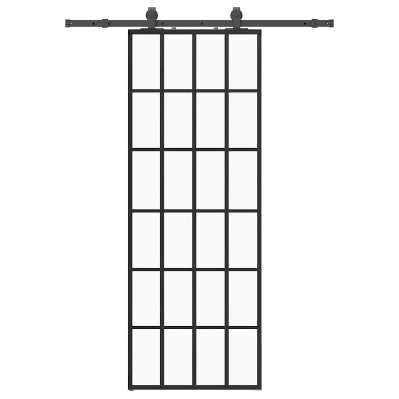 Ușă glisantă cu set de feronerie neagră 76x205 cm Sticlă ESG