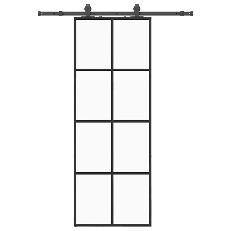 Ușă glisantă cu set de feronerie neagră 76x205 cm Sticlă ESG