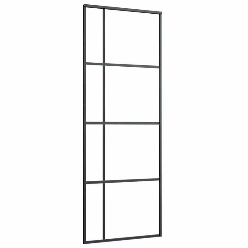 Ușă glisantă cu set de feronerie neagră 76x205 cm Sticlă ESG