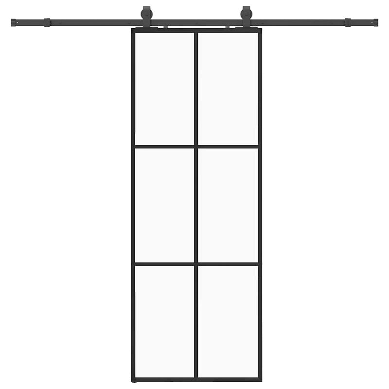 Ușă glisantă cu set de feronerie neagră 76x205 cm Sticlă ESG