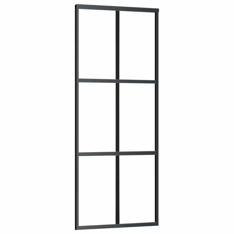 Ușă glisantă cu set de feronerie neagră 76x205 cm Sticlă ESG