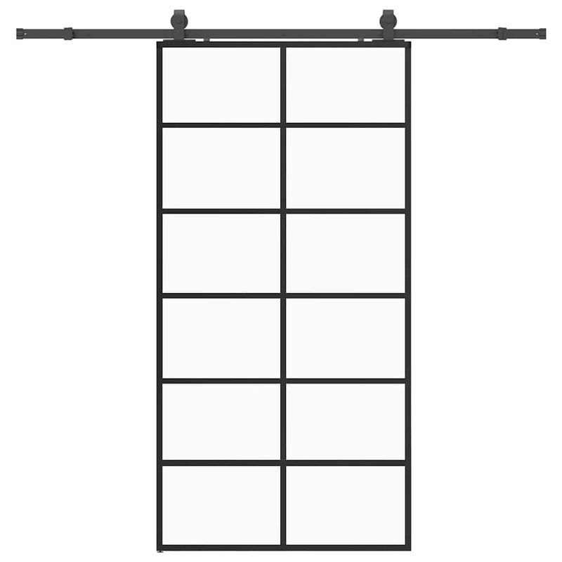 Ușă glisantă cu set de feronerie neagră 102x205 cm Sticlă ESG