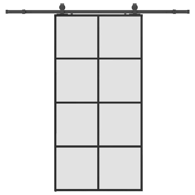 Ușă glisantă cu set de feronerie neagră 102,5x205 cm Sticlă ESG