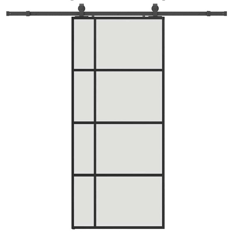 Ușă glisantă cu set de feronerie neagră 90x205 cm Sticlă ESG