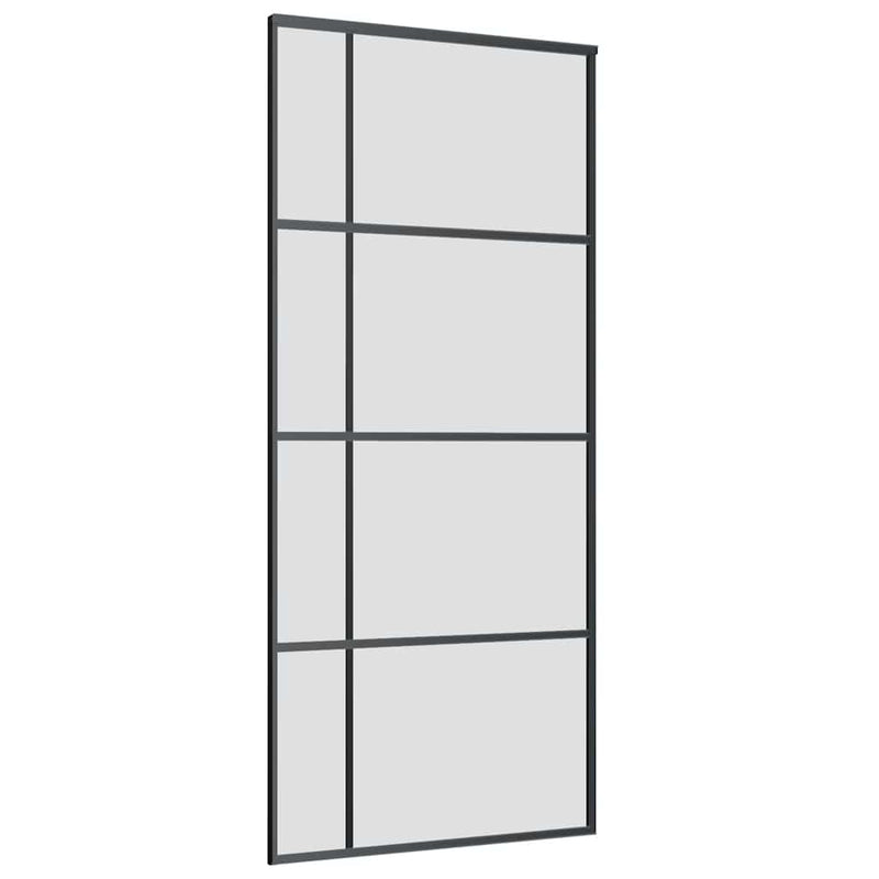 Ușă glisantă cu set de feronerie neagră 90x205 cm Sticlă ESG