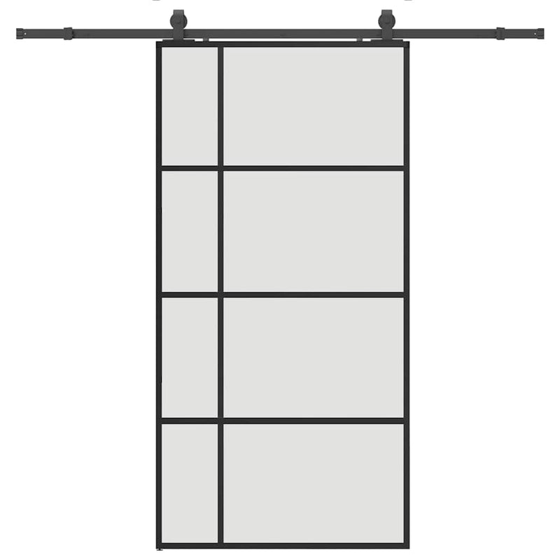 Ușă glisantă cu set de feronerie neagră 102,5x205 cm Sticlă ESG