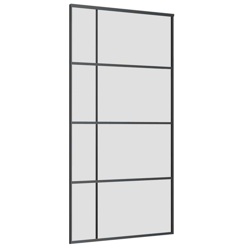 Ușă glisantă cu set de feronerie neagră 102,5x205 cm Sticlă ESG