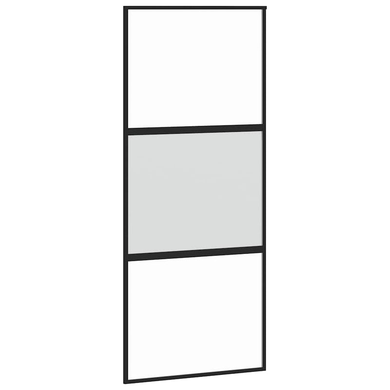 Ușă glisantă cu set feronerie neagră 90x205cm sticlă securizată