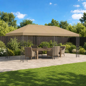 Foișor pentru Grădină 6 x 3 m Bej Poliester și oțel 190 gsm