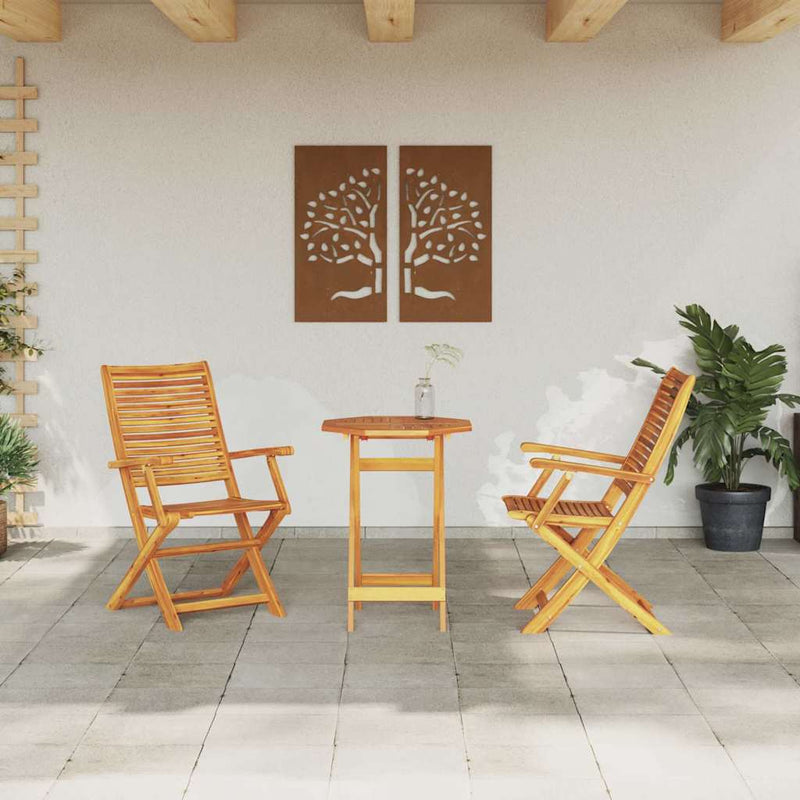 Set Bistro Pliabil 3 buc. Maro Lemn Solid de Acacia
