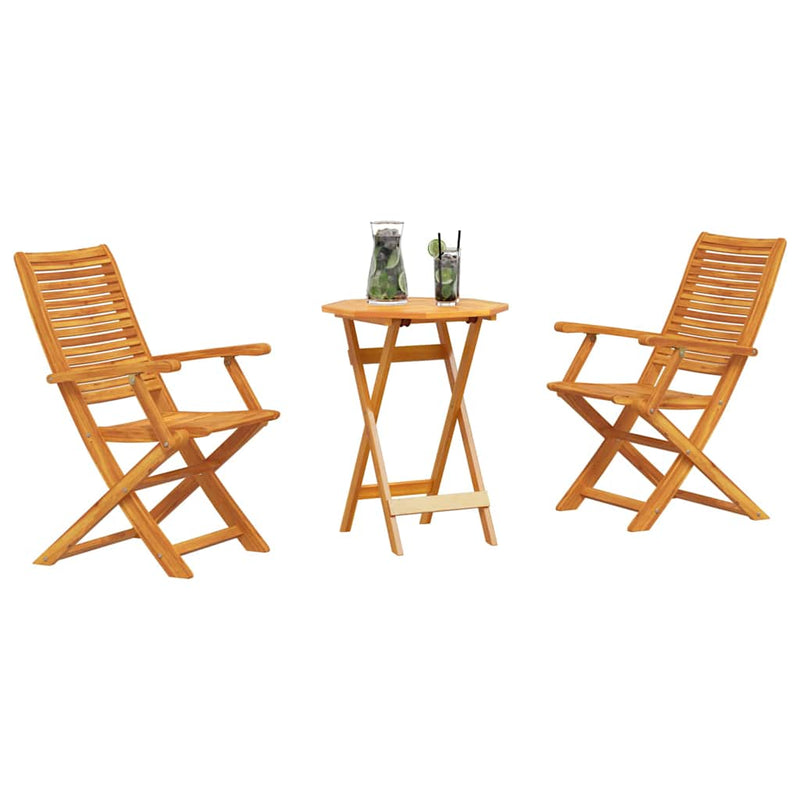Set Bistro Pliabil 3 buc. Maro Lemn Solid de Acacia