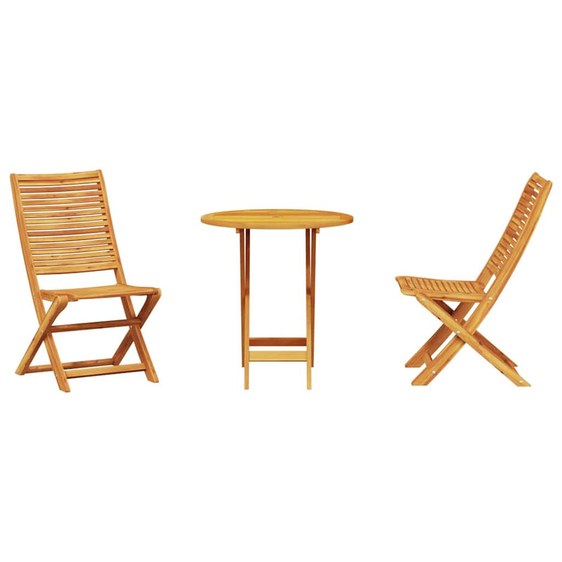 Set Bistro Pliabil 3 buc. Maro Lemn Solid de Acacia