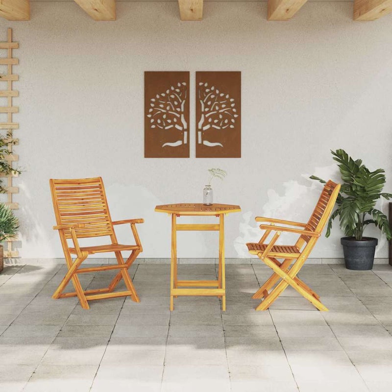 Set Bistro Pliabil 3 buc. Maro Lemn Solid de Acacia