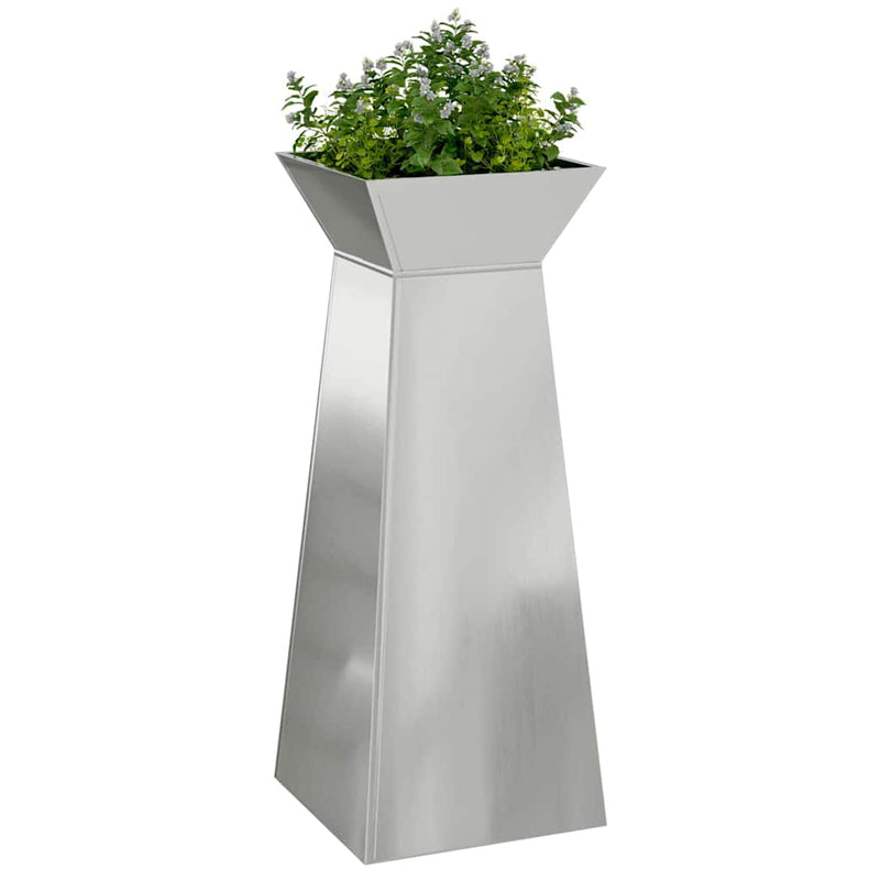 Vază pe pilon Argintiu 40 x 40 x 100 cm Oțel Galvanizat