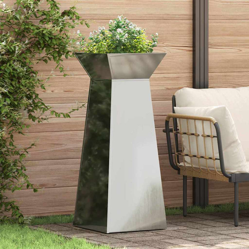 Vază pe pilon 2 buc. Argintiu 40 x 40 x 100 cm Oțel Galvanizat