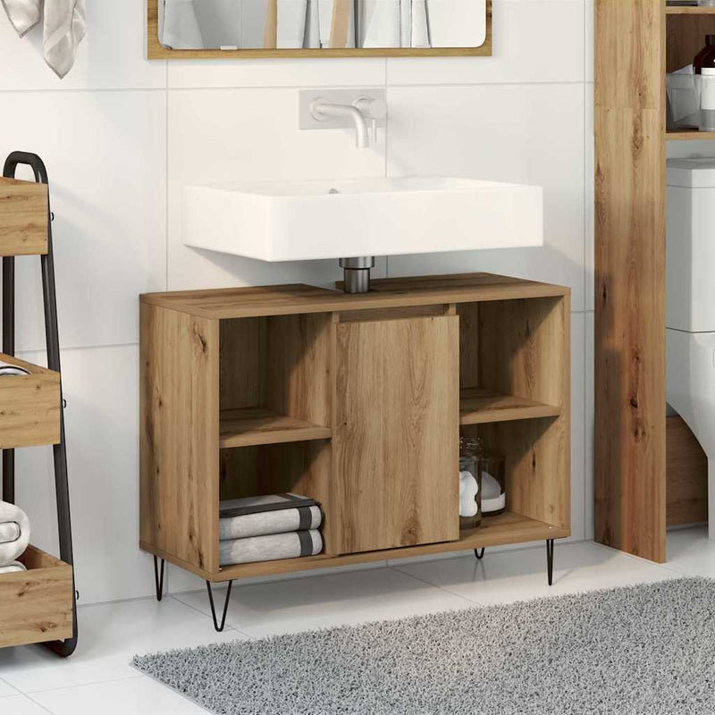 Dulap de Baie Stejar Artizanal 80 x 33 x 60 cm Lemn prelucrat