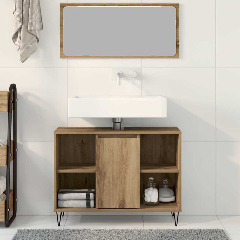 Dulap de Baie Stejar Artizanal 80 x 33 x 60 cm Lemn prelucrat