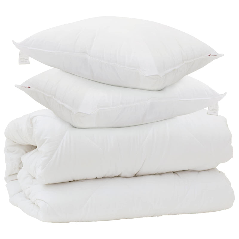 Duvet cu perne cu pernă 3 buc. Alb Microfibră