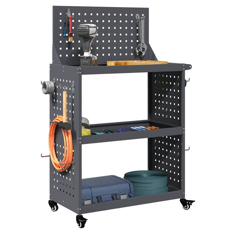 Cărucior pentru unelte cu raft Antracit 65 x 35 x 111 cm