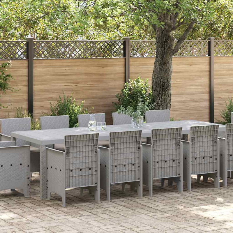 Set de masă pentru grădină 13 buc. Gri deschis Rattan poli