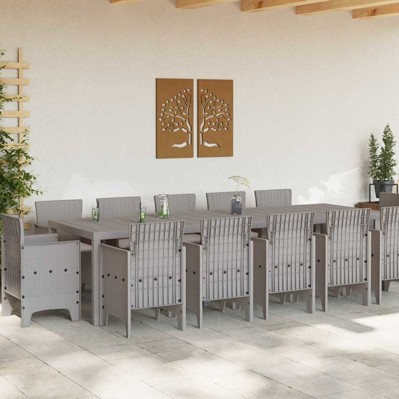 Set de masă pentru grădină 13 buc. Gri deschis Rattan poli