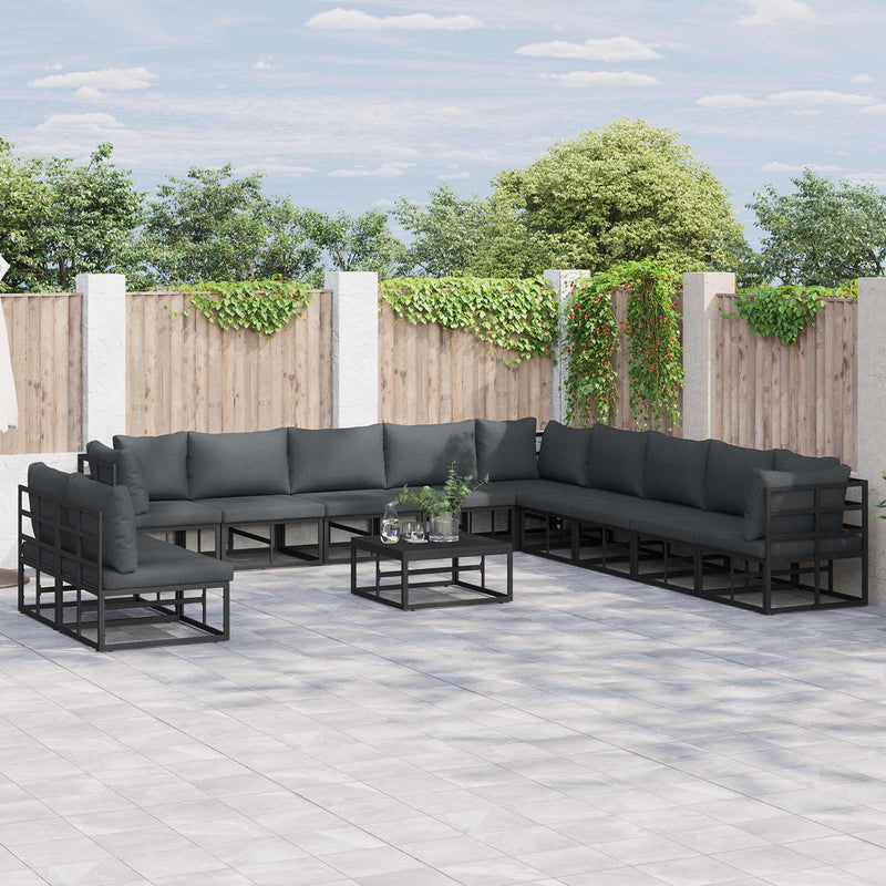Set de canapele pentru grădină 12 buc. Negru Aluminiu