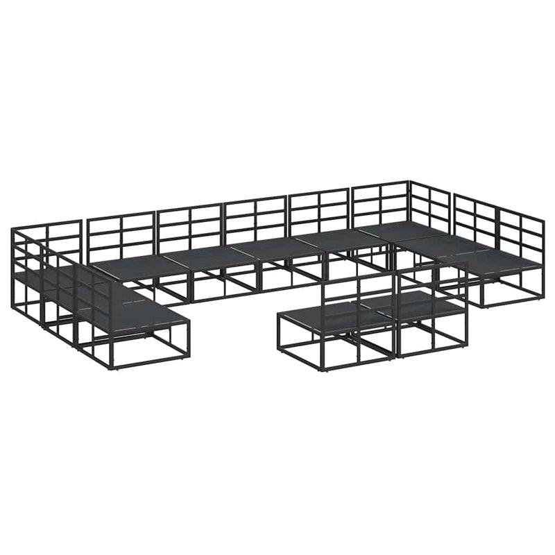 Set de canapele pentru grădină 12 buc. Negru Aluminiu