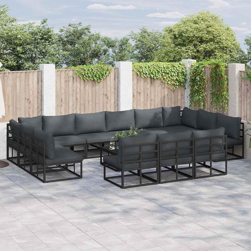 Set de canapele pentru grădină 13 buc. Negru Aluminiu