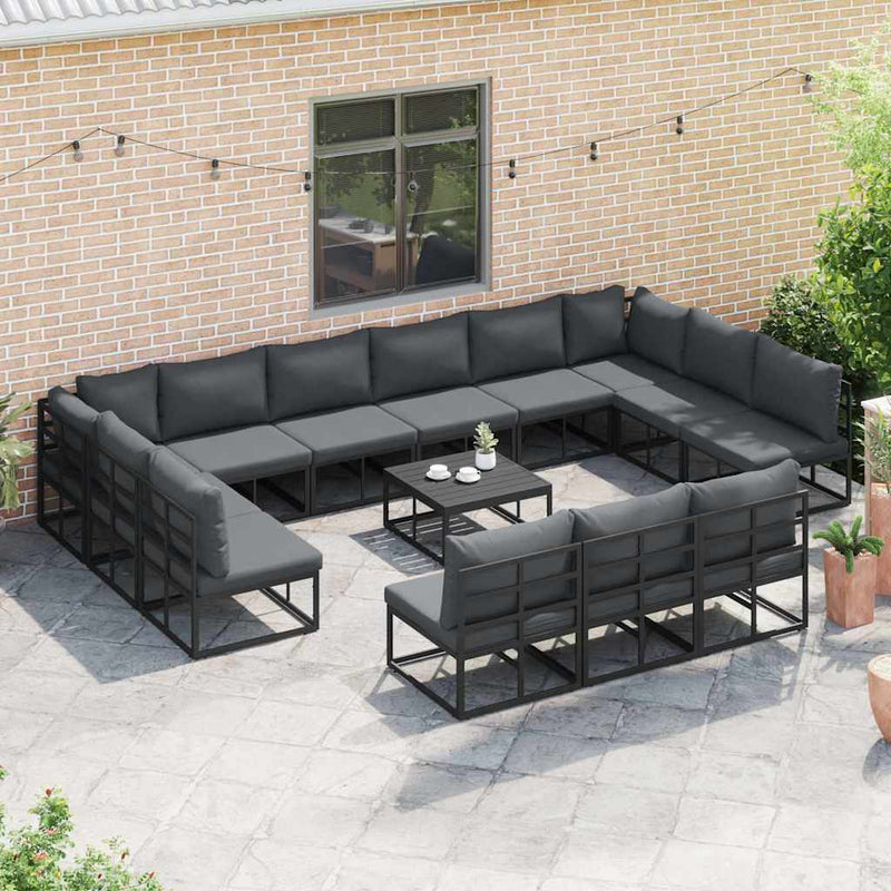 Set de canapele pentru grădină 13 buc. Negru Aluminiu