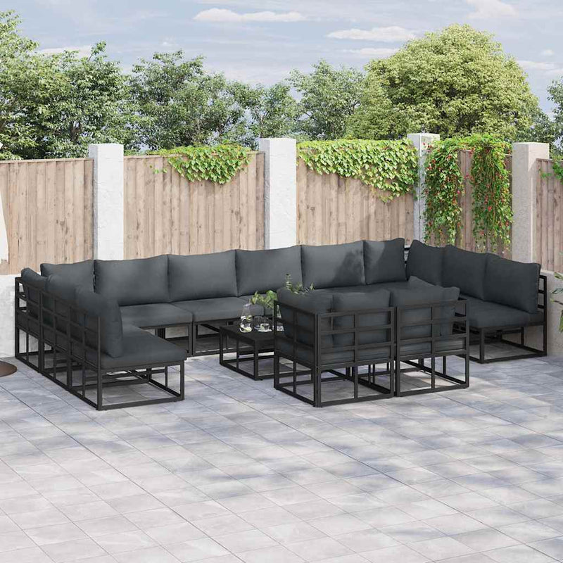 Set de canapele pentru grădină 13 buc. Negru Aluminiu