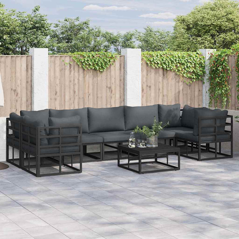 Set de canapele pentru grădină 7 buc. Negru Aluminiu