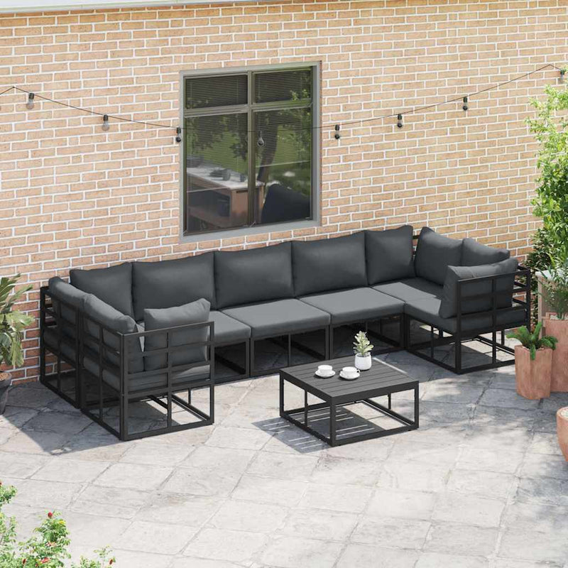 Set de canapele pentru grădină 7 buc. Negru Aluminiu